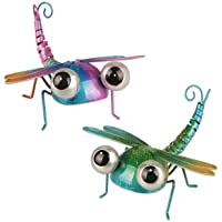 YiYa 2 Piezas Multicolor Metal Arte de decoración de Pared de libélula- para decoración de Valla de jardín Interior o…